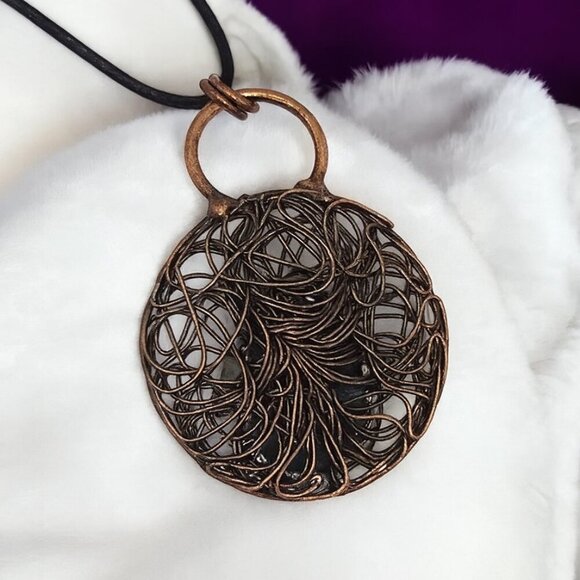 🆕 Boho Chic Copper Wire Wrapped Amethyst Crystal Artisan Pendant Necklace 🌿✨ - Picture 9 of 14